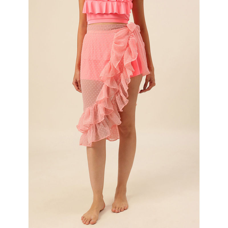 Cukoo Women Peach Polyester Sarong (XL)