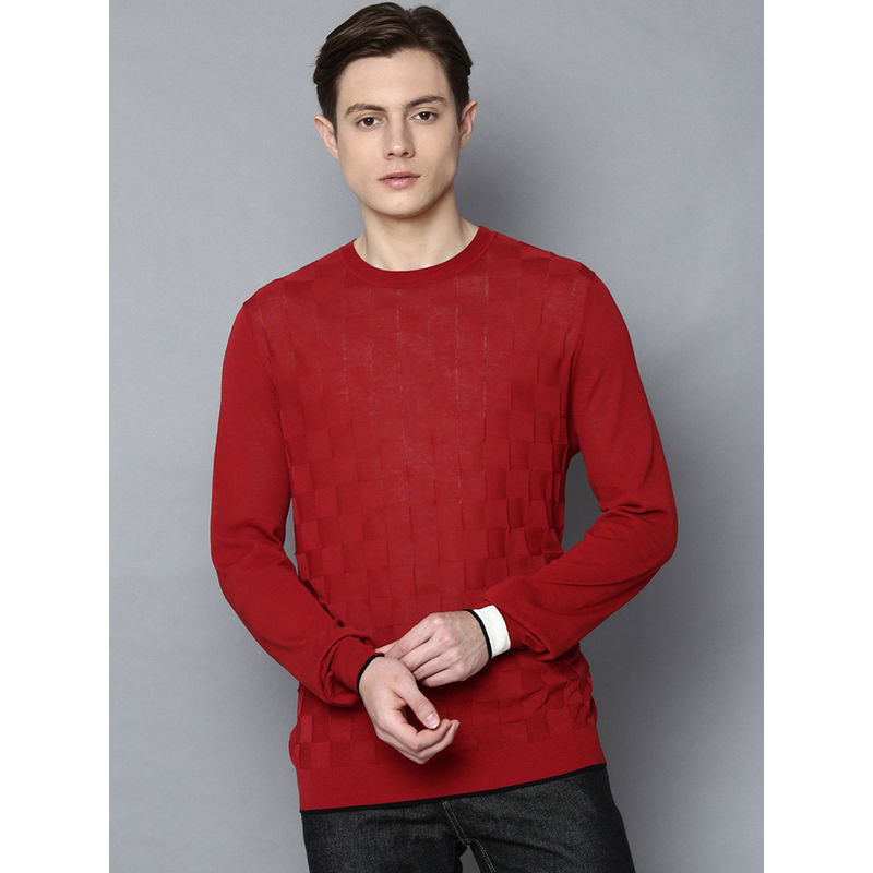 Antony Morato Maroon Solid Round Neck Sweater (L)