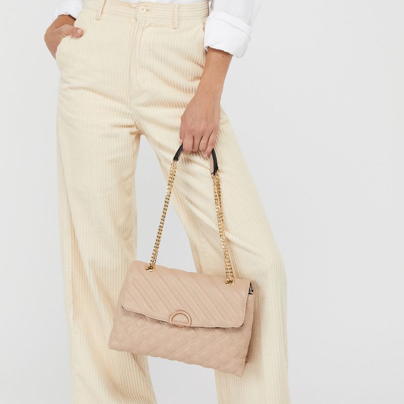 Accessorize London Women's Oversized White Ayda Quilted Adjustable Shoulder  Sling Bag