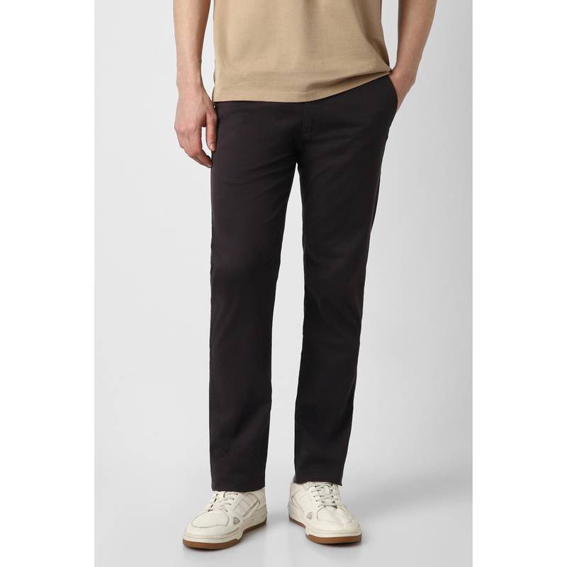 Peter England Men Brown Solid Super Slim Fit Casual Trouser (36)
