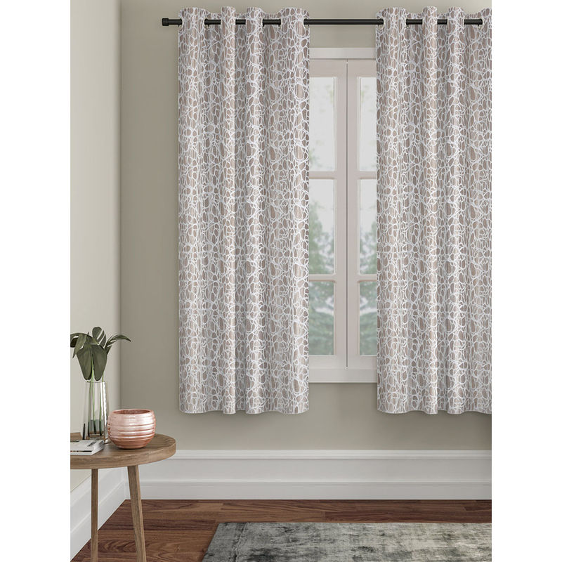 HOSTA HOMES Abstract Polyester Brown Window Curtain (5x4 feet)