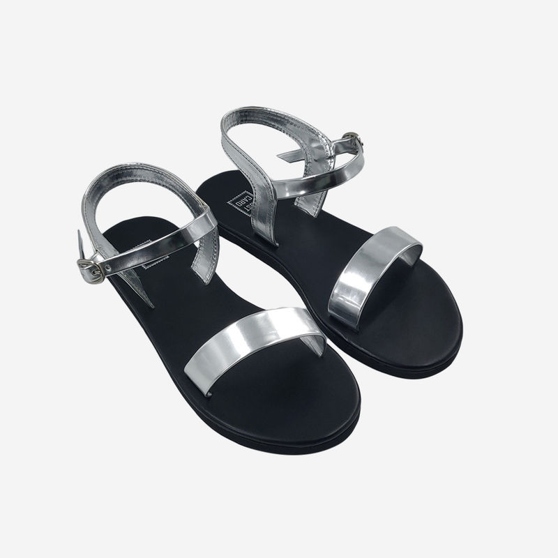 Post Card Dahlia - Silver Flats Sandals - EURO 42