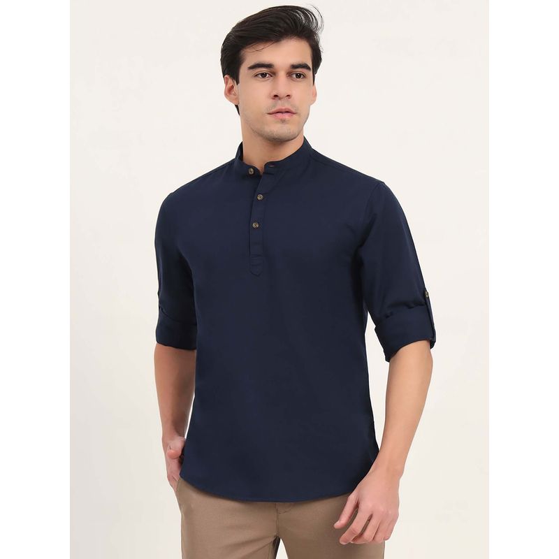 Greenfibre Men Navy Blue Solid Kurta (38)