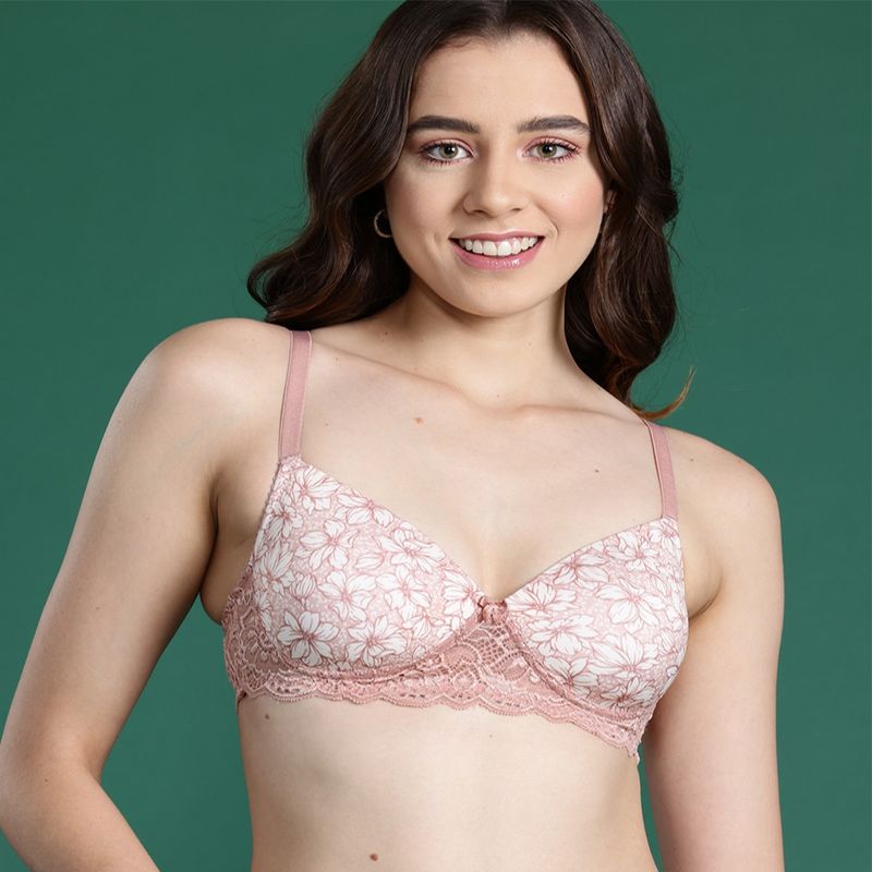Leading Lady Lightly Padded Floral T-Shirt Bra Nude (36B)