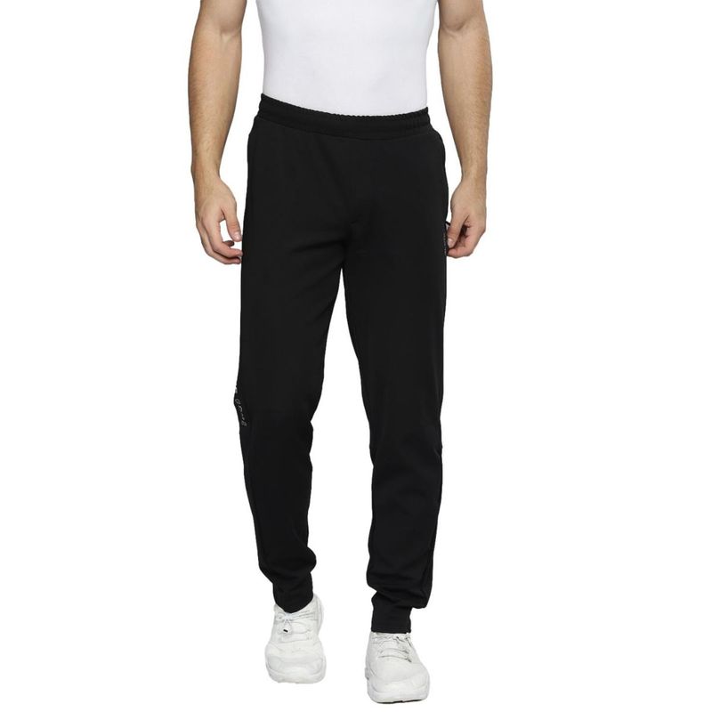 Alcis Men Black Solid Slim Fit Mid-Rise Track Pants (L)