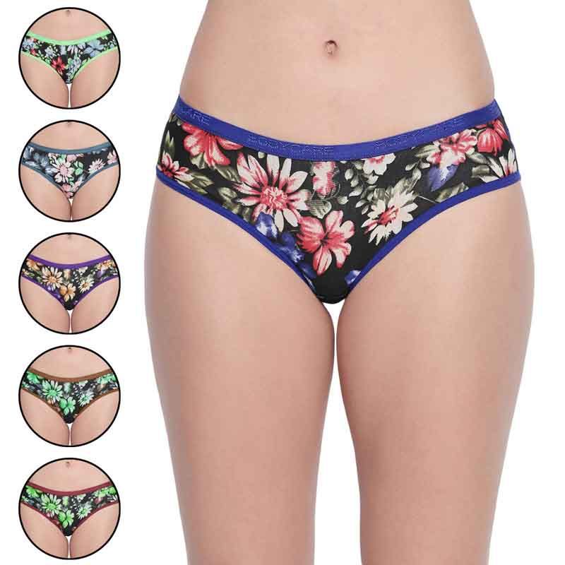 BODYCARE Pack of 6 Printed Hipster Briefs - Multi-Color (M)