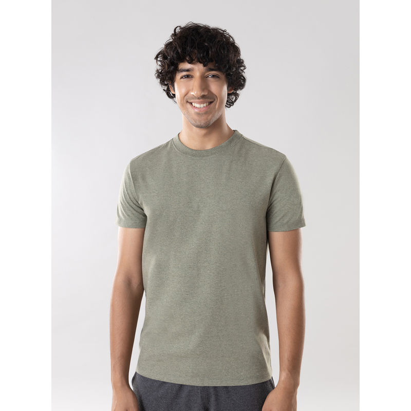 Gloot Anti Stain & Anti Odor Cotton Round Neck Tee - GLA002 Olive Melange (L)