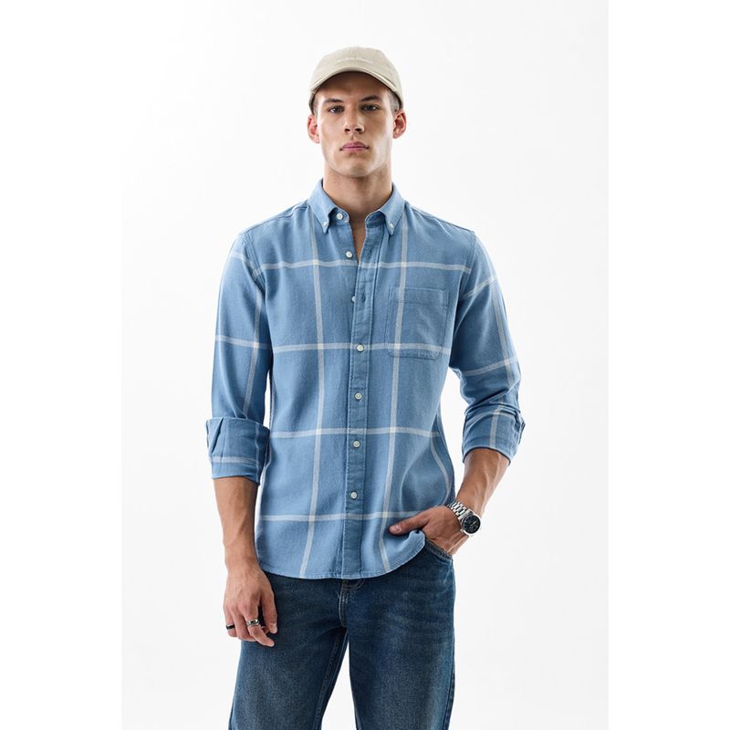 Snitch Blue Checks Oxford Shirt (M)