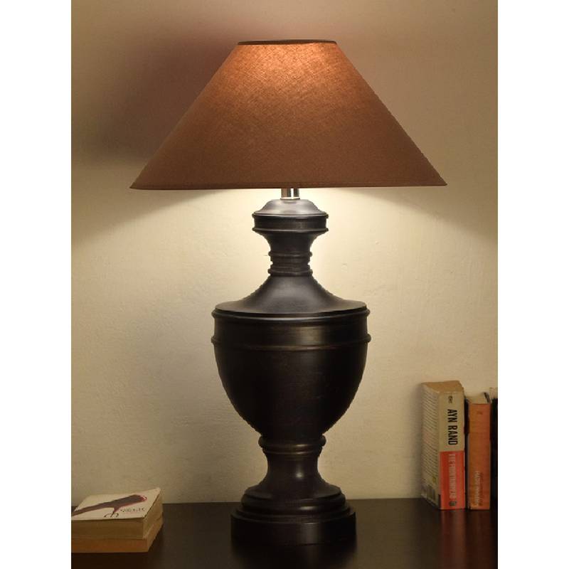 Buy Kapoor Lamp Shades Botanica Black Finish Wood Table Lamp with Beige ...