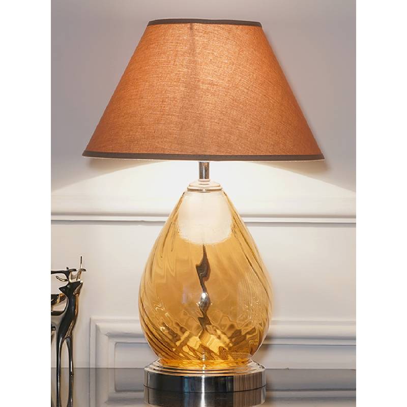 Buy Kapoor Lamp Shades Decade Glass and Metal Table Lamp with Beige ...