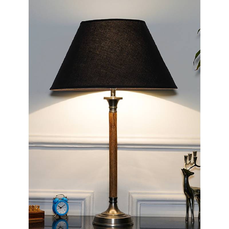 Buy Kapoor Lamp Shades Waldorf Wood and Metal Table Lamp with Black ...