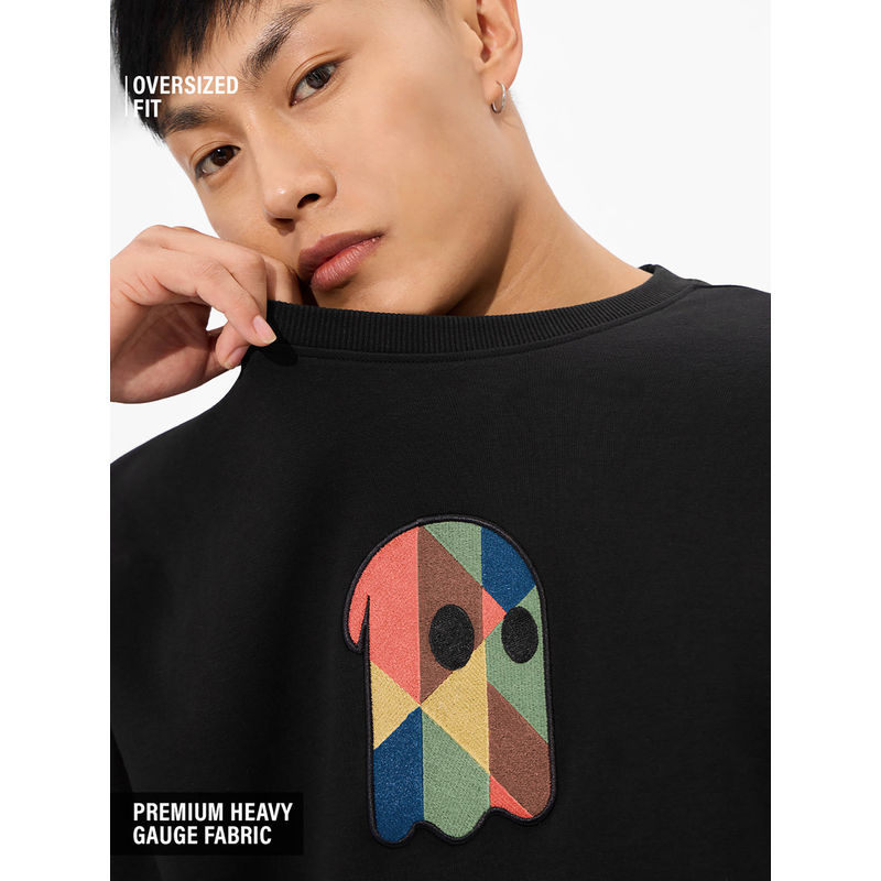 The Souled Store Originals Fusion Black Oversized Men T-Shirt (L)