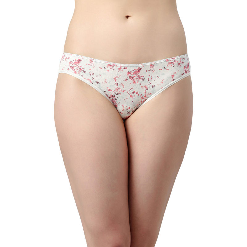 Enamor Womens P000-Low Waist Co-ordinate Bikini Panty-Sorrento Print White (L)