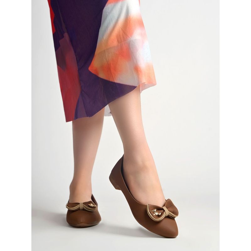 Shoetopia Bow Charm Brown Ballerina (EURO 36)