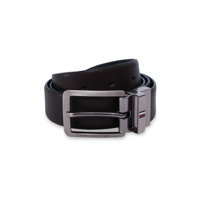 Tommy Hilfiger Men Reversible Leather Pebbled Belt - Brown & Black (M)