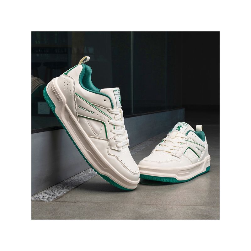 Red Tape Men s Solid Beige Green Sneakers