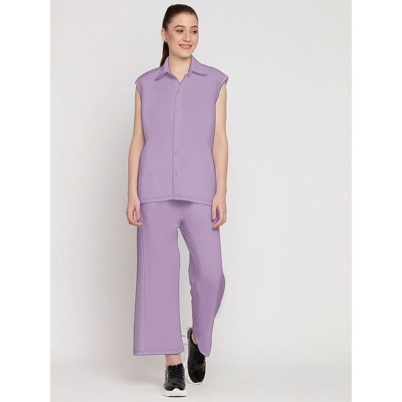Wear Jukebox Zen Flow Trackpant & Shirt for Women Lavender (Set of 2) (XL)