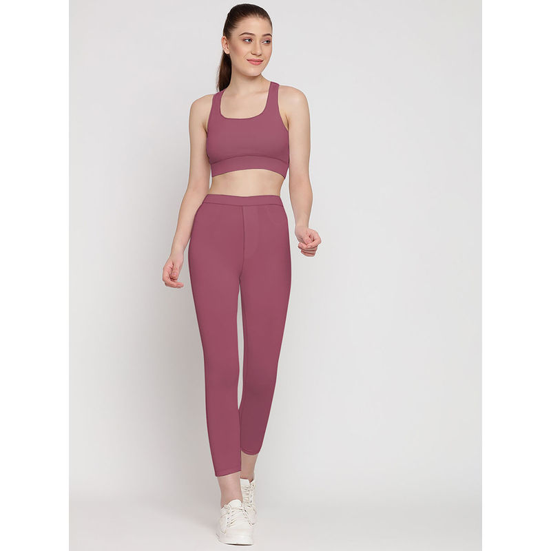 Wear Jukebox Flex Fit Pocket Tights & Sports Bra for Women Mauve (Set of 2) (S)