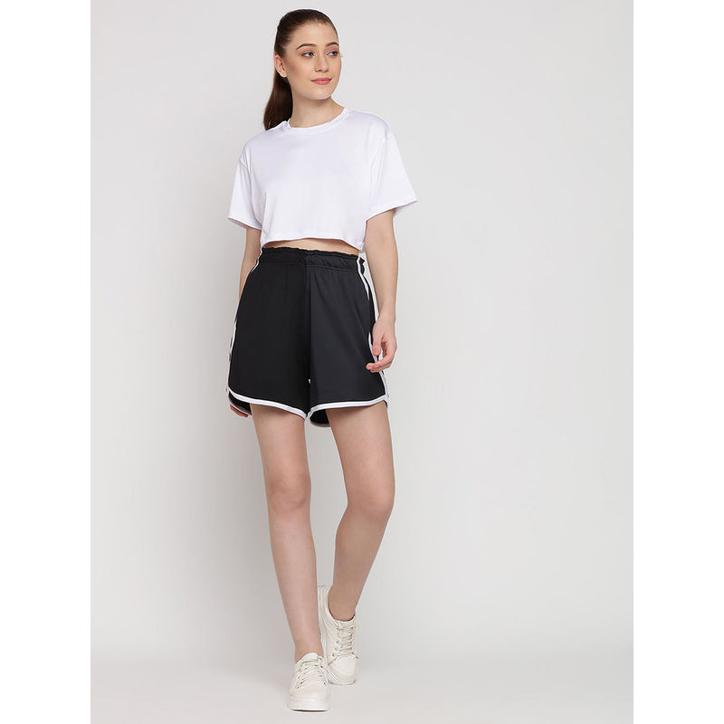 Wear Jukebox Flow Fit Shorts & Crop Top for Women White (Set of 2) (S)