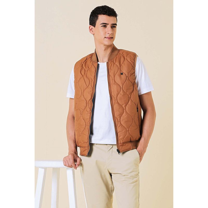 Allen Solly Men Brown Reversible Sleeveless Jacket (S)