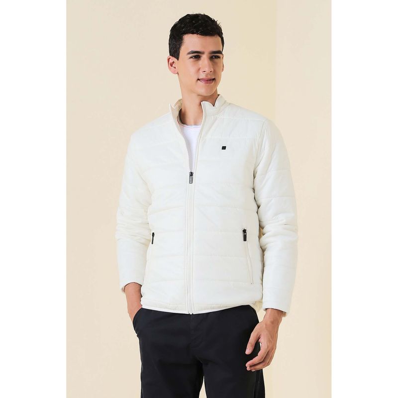 Allen Solly Men White Solid Puffer Full Sleeves Jacket (M)