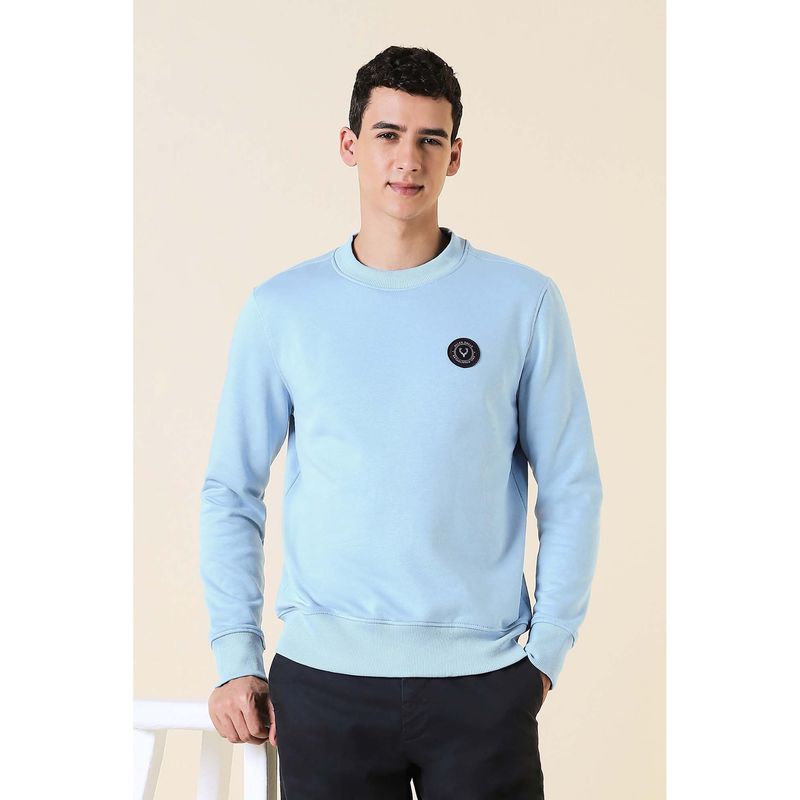 Allen Solly Men Light Blue Crew Neck Full Sleeves Casual Sweatshirt (S)