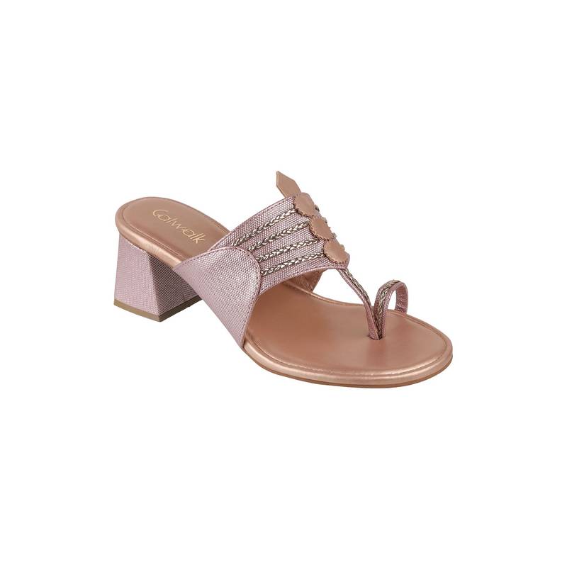 Catwalk Court Rose Gold Synthetic Sandal Heels (UK 5)