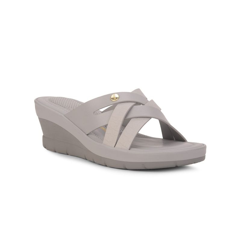 Bata Women Grey Wedge Sandals (UK 4)