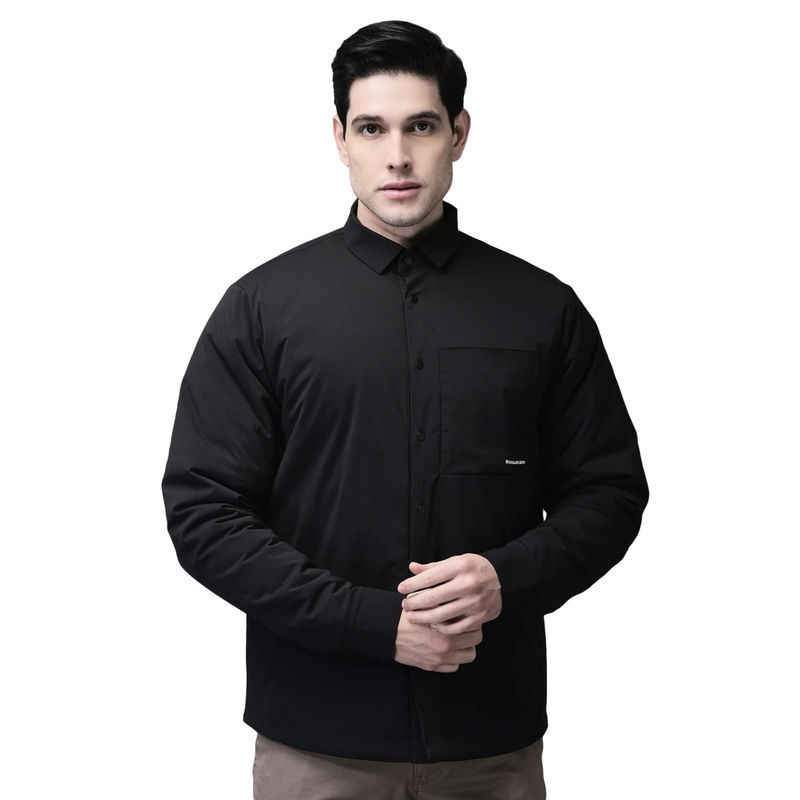 WOODLAND Men Black Solid Jacket-Black (XL)