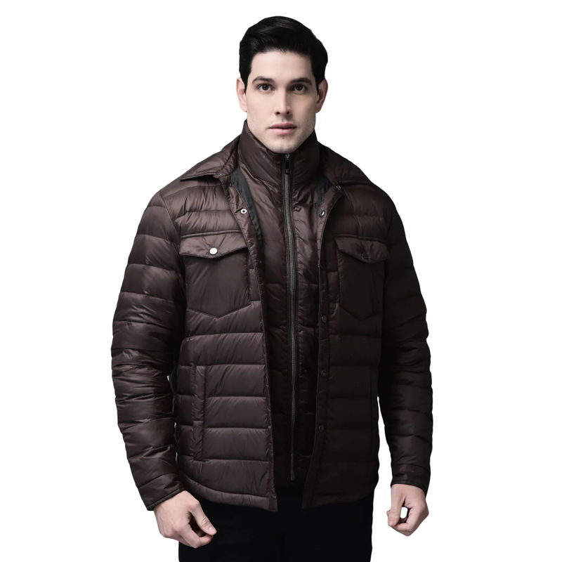 WOODS Men Brown Solid Puffer Jacket (L)