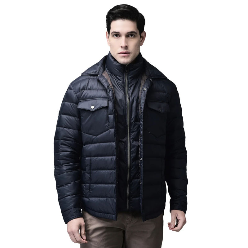 WOODS Men Navy Blue Solid Puffer Jacket (XL)