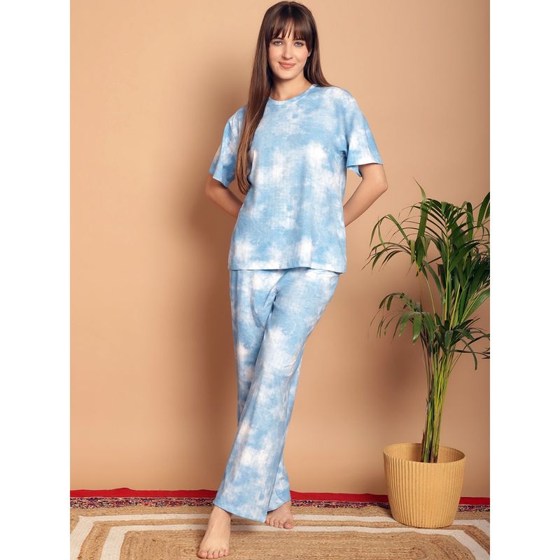 Kanvin Tie and Dye Pure Cotton Night Suit (Set of 2) (M)