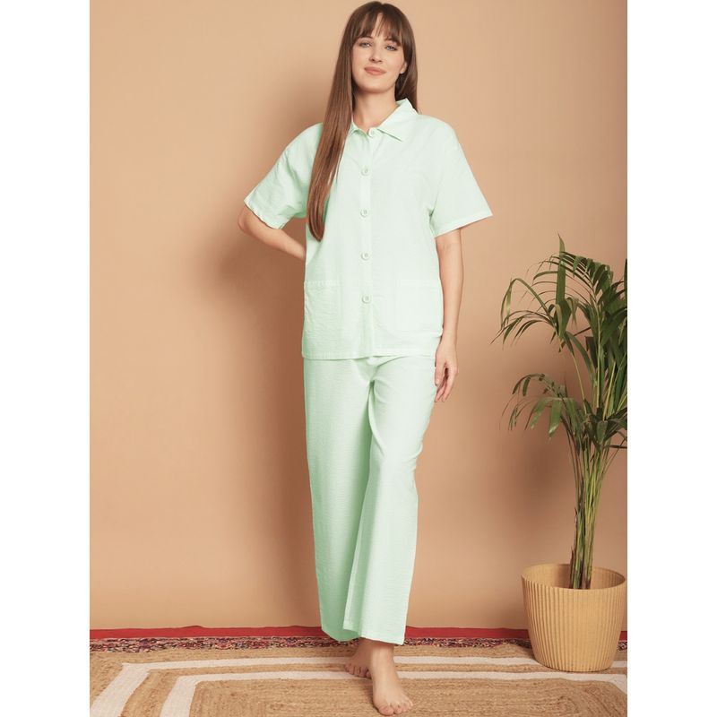 Kanvin Green Pure Cotton Night Suit (Set of 2) (XL)