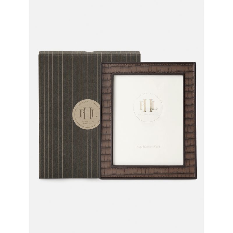 Pure Home + Living Brown Croco Texture Faux Leather Photo Frame (L)