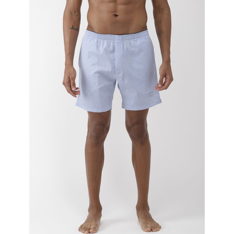 Levi's Men Soft Cotton 300 Ls Solid Plain Woven Boxer Shorts With Pockets Blue (S)
