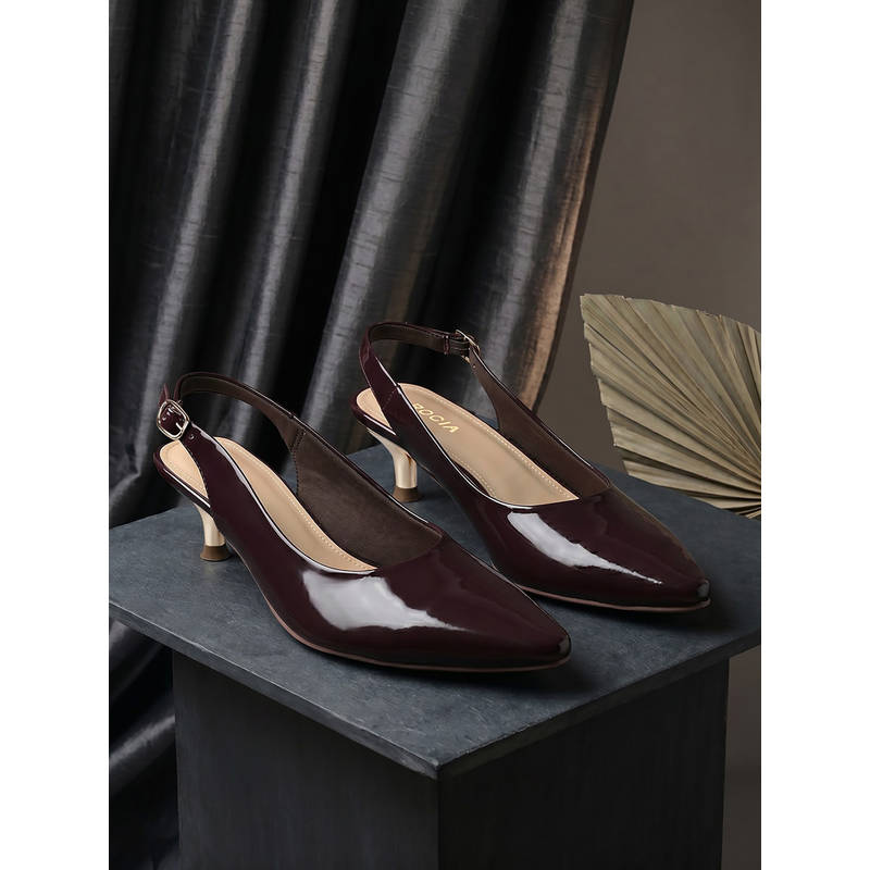 ROCIA By Regal Wine Women Sling Back Kitten Heels (EURO 42)