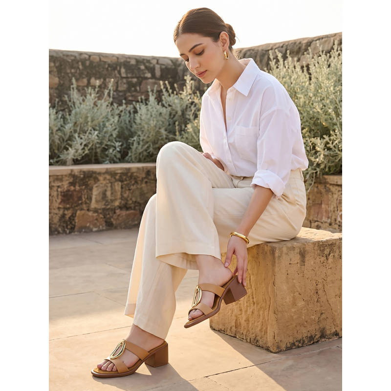 ROCIA By Regal Beige Women Block Heels Buckled (EURO 42)
