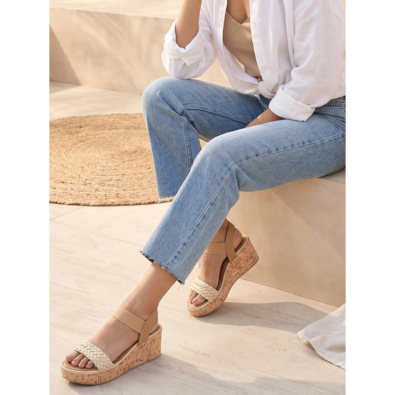 ROCIA By Regal Cream Women Cork Heels (EURO 42)