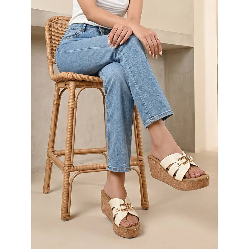 ROCIA By Regal White Women Stylish Buckled Heels (EURO 35)