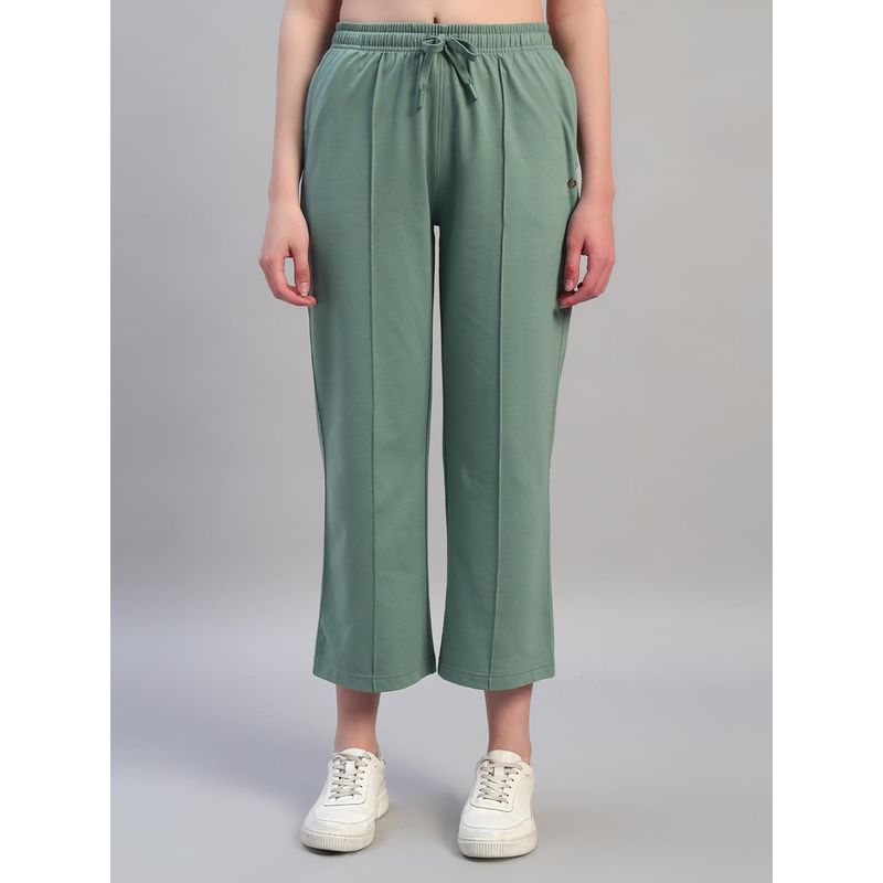 Cantabil Women Green Solid Regular Fit Track Pant (M)