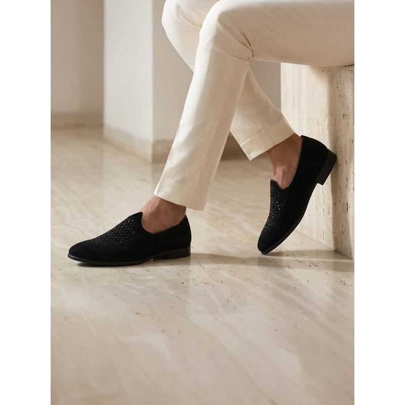 REGAL Men Black Velvet Mojaris (UK 8)