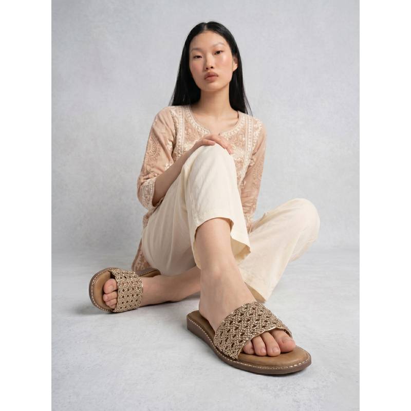Dollphin Women Gold Jute Sandals (EURO 37)