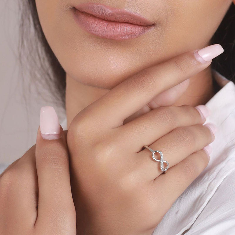 Buy Sheer by Priyaasi Infinity American Diamond Sterling Silver Ring Online