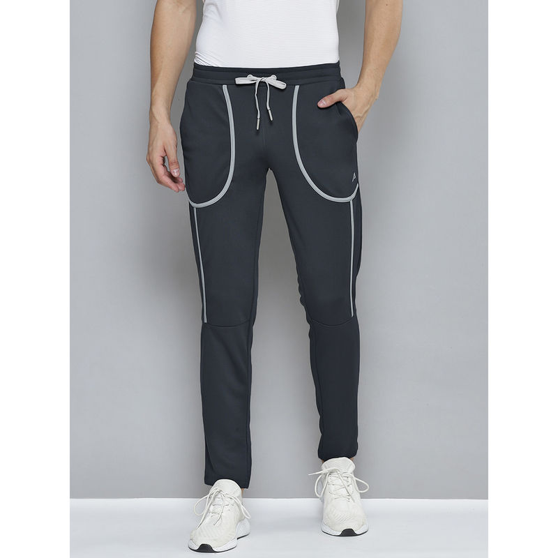 Alcis Men Charcoal Grey Solid Slim Fit Running Track Pants (M)