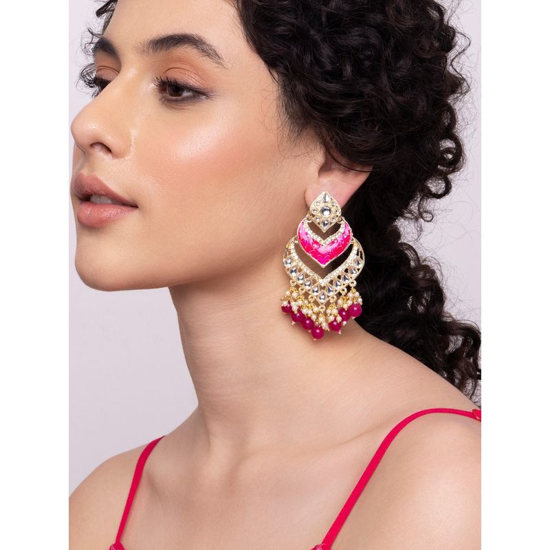 Grey - Inaya Fabart Earrings with Kundan & Beads