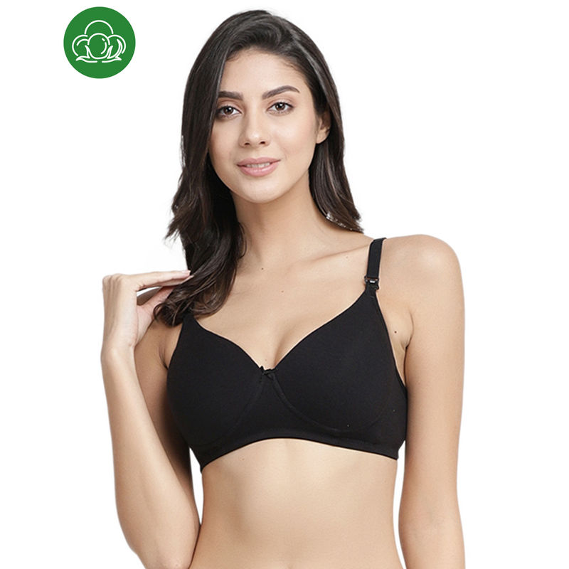 Inner Sense Organic Cotton Antimicrobial Nursing Bra - Black (40B)