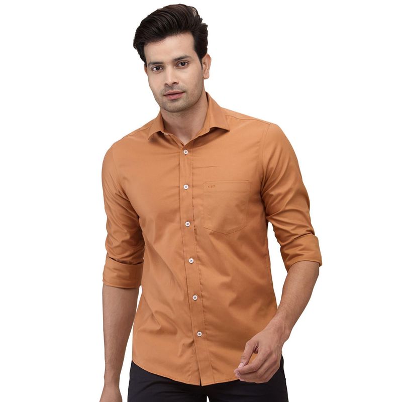 Buy ColorPlus Mens Regular Fit Solid Brown Shirt Online