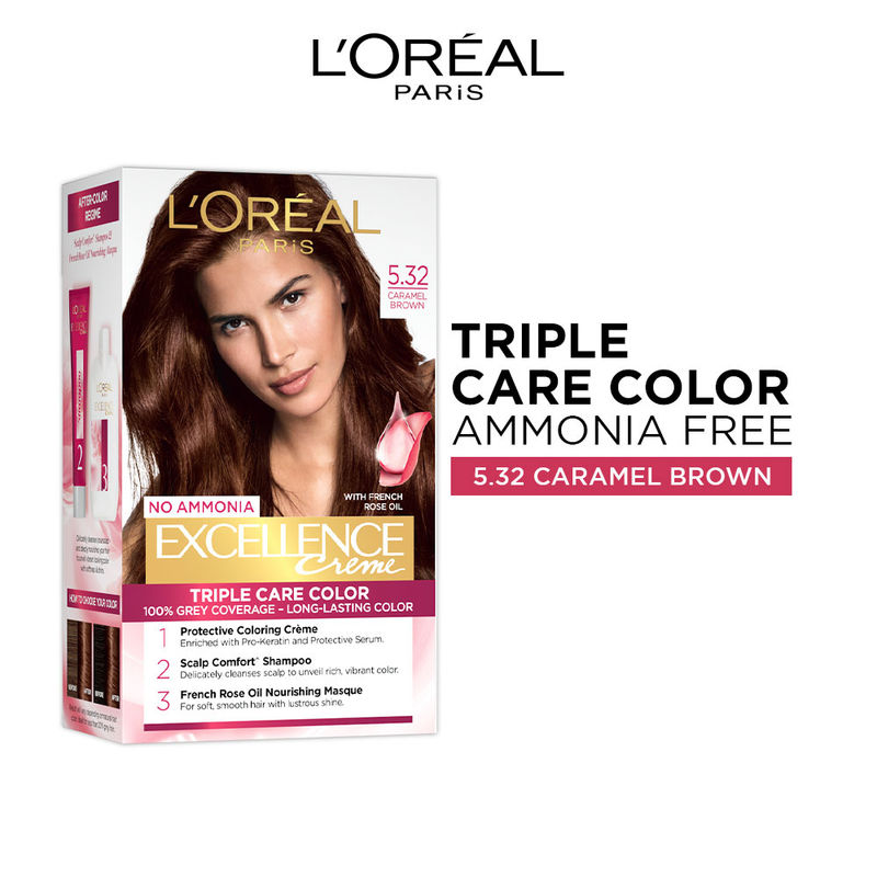 L'Oreal Paris Excellence Creme Triple Care Hair Color - 5.32 Caramel Brown