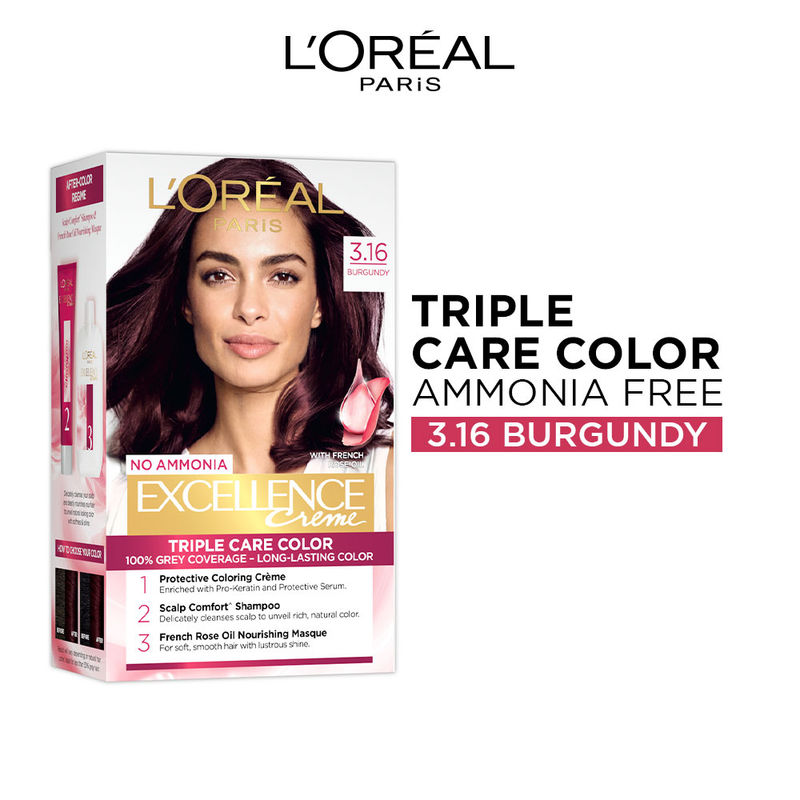 L'Oreal Paris Excellence Creme Triple Care Hair Color - 3.16 Burgundy