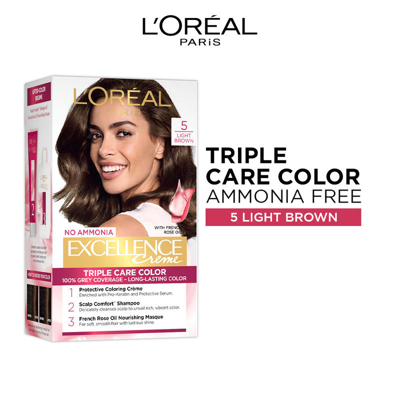 L'Oreal Paris Excellence Creme Triple Care Hair Color - 5 Light Brown